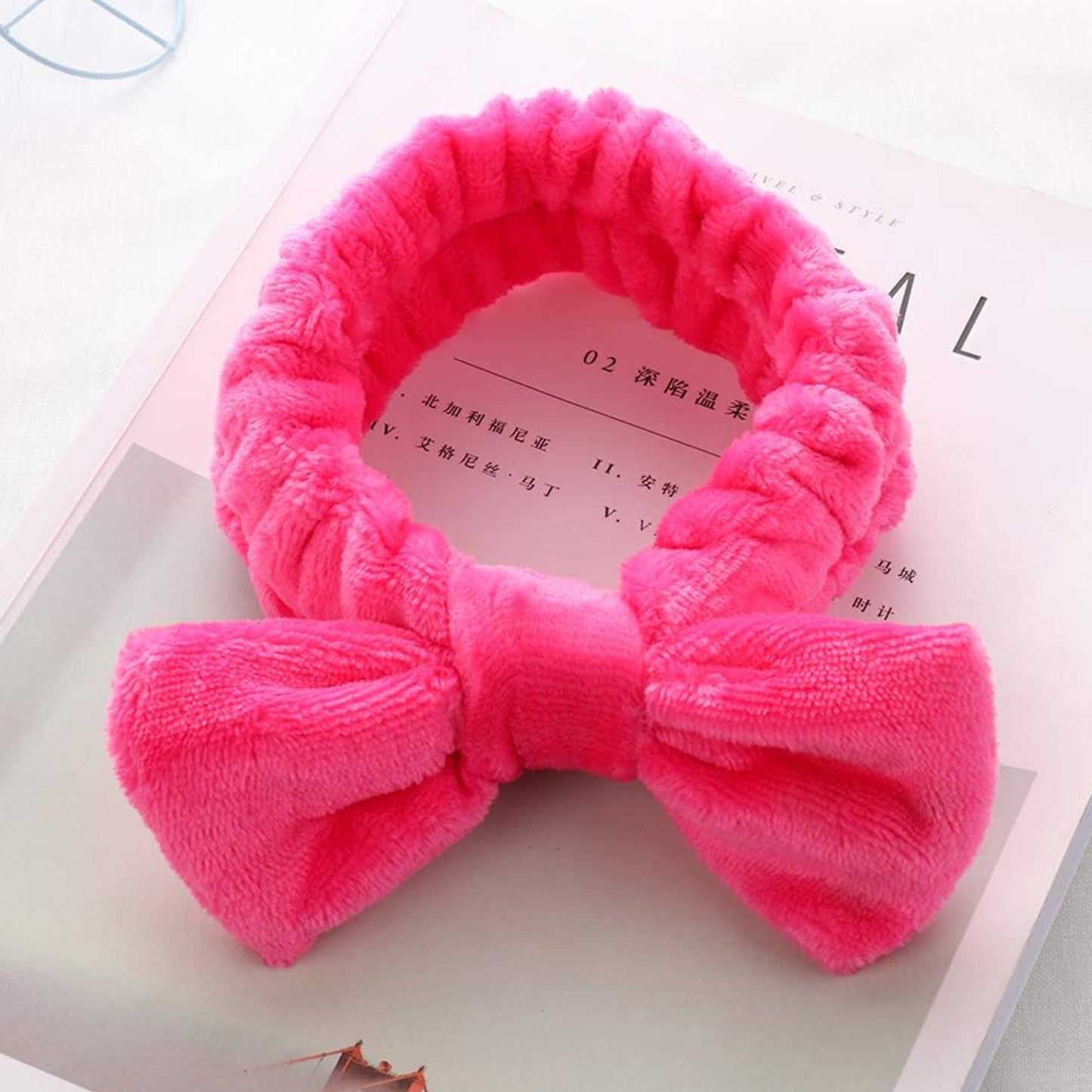 Bandeau Spa en Polaire Rose Framboise