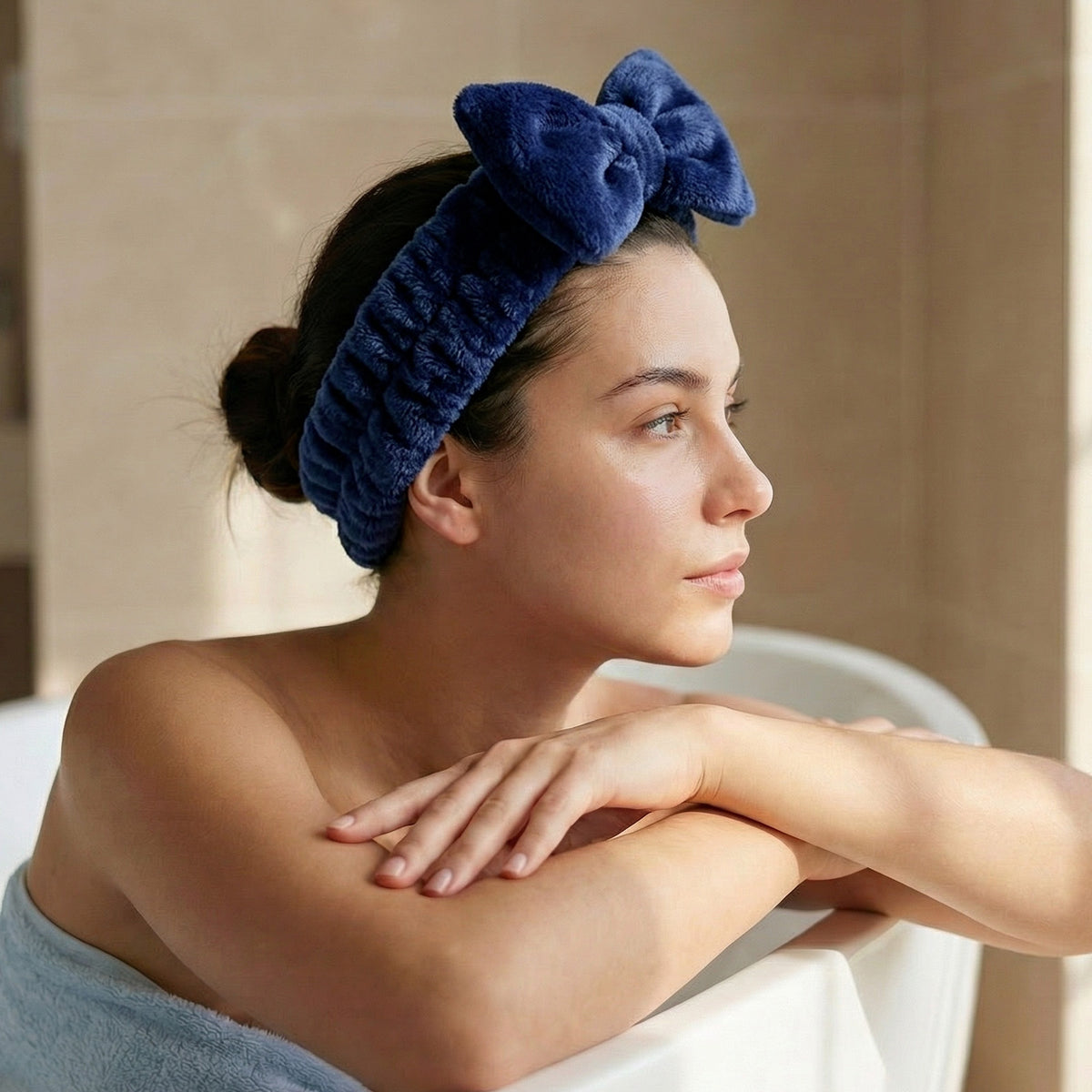 Bandeau Spa Harmony en Polaire Bleu Marine
