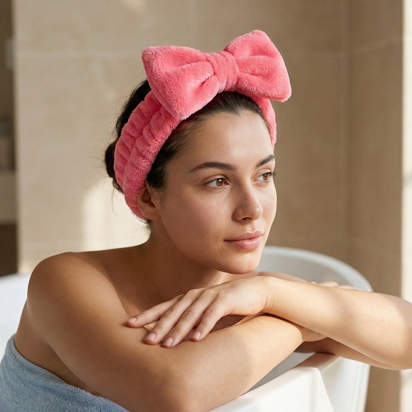 Bandeau Spa Harmony en Polaire Rose Corail