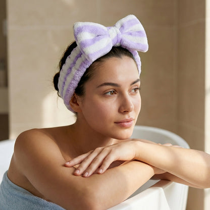 Bandeau Spa Harmony en Polaire Violet et Blanc