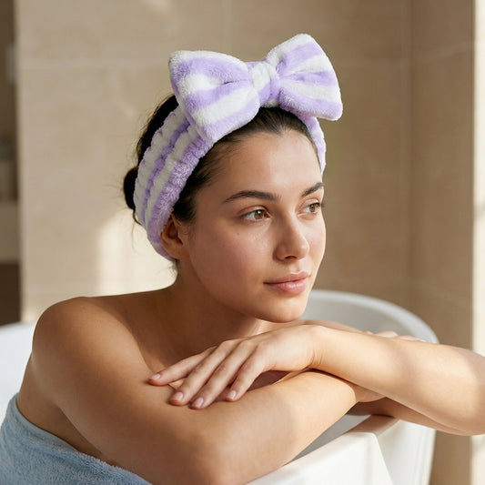 Bandeau Spa Harmony en Polaire Violet et Blanc