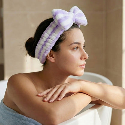 Bandeau Spa Harmony en Polaire Violet et Blanc
