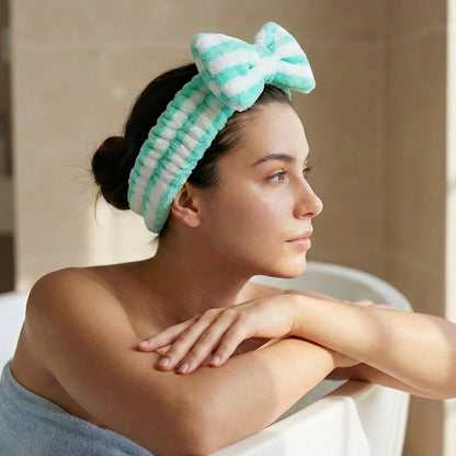 Bandeau Spa Harmony en Polaire Vert et Blanc