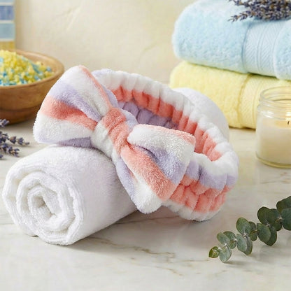 Bandeau Spa Harmony en Polaire Rose et Blanc