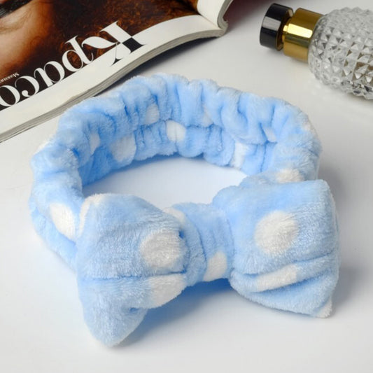 Bandeau Spa en Polaire à Pois Bleu