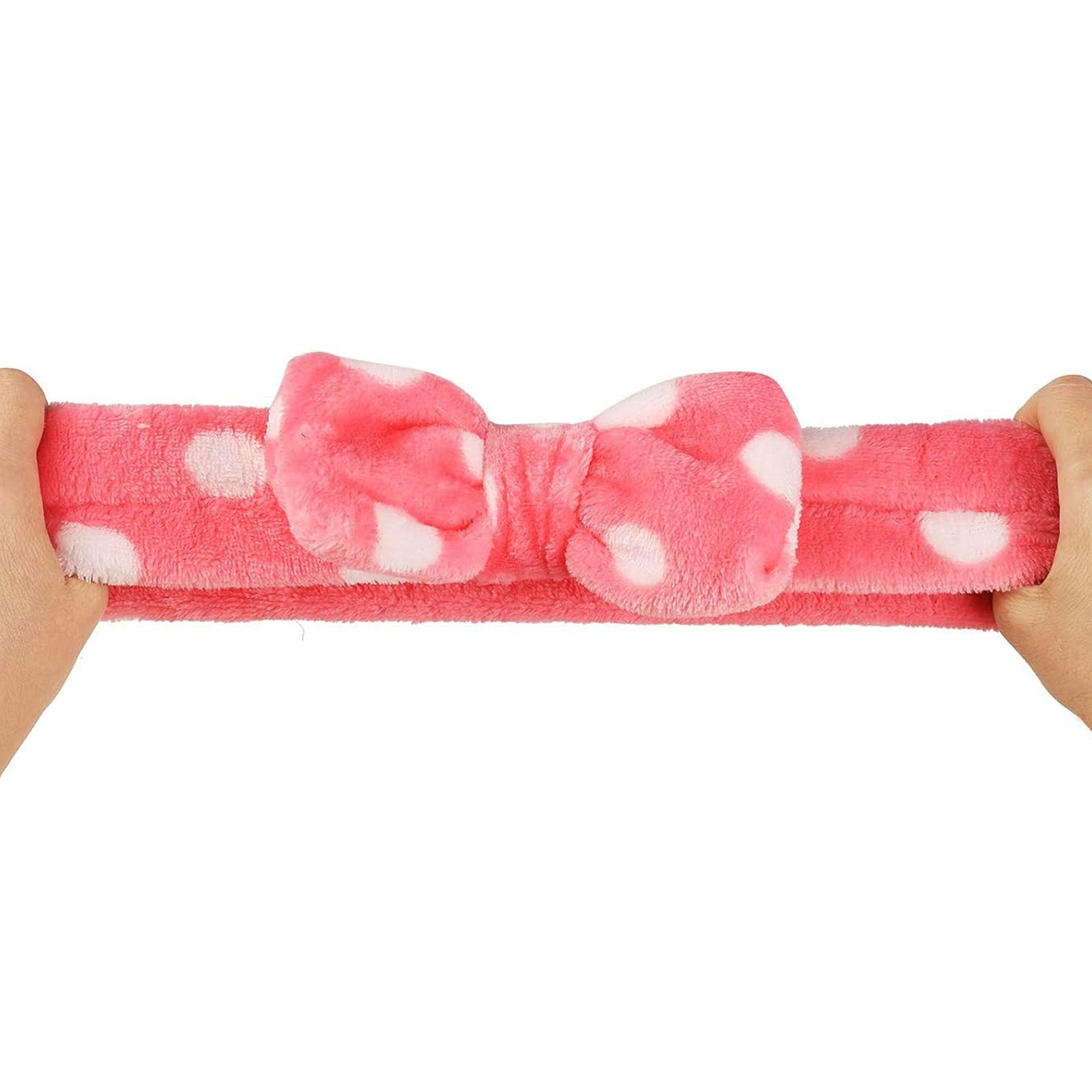 Bandeau Spa en Polaire à Pois Rose - Collection Willow