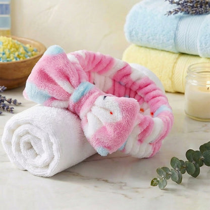 Bandeau Spa en Polaire Lapin Candy Bunny Rose