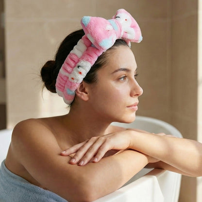 Bandeau Spa en Polaire Lapin Candy Bunny Rose