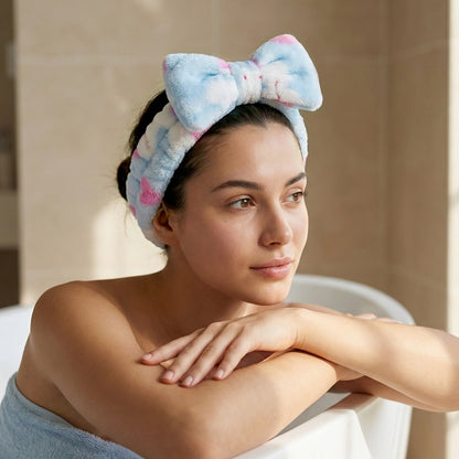 Bandeau Spa en Polaire Lapin Candy Bunny Bleu