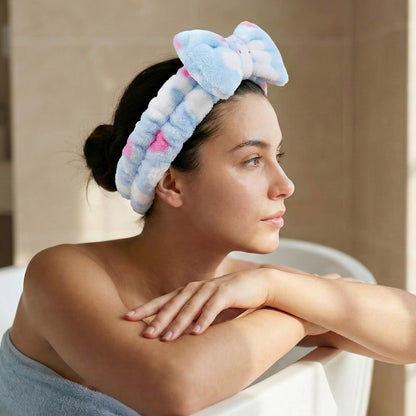 Bandeau Spa en Polaire Lapin Candy Bunny Bleu