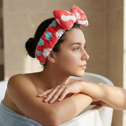 Bandeau Spa en Polaire Lapin Candy Bunny Rouge
