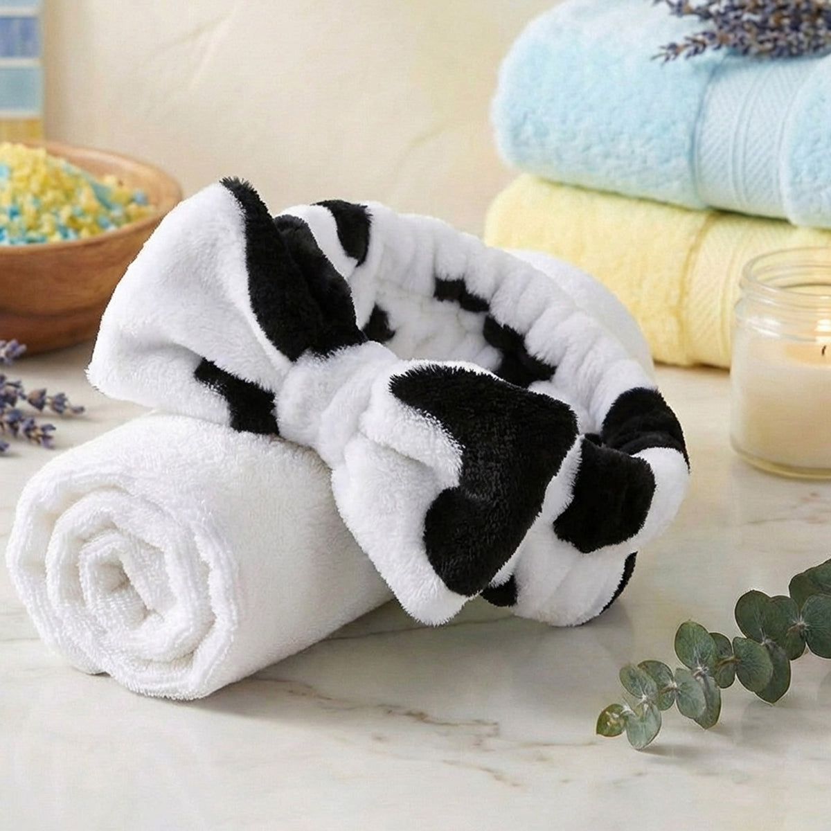 Bandeau Spa en Polaire Milky Imprimé Vache