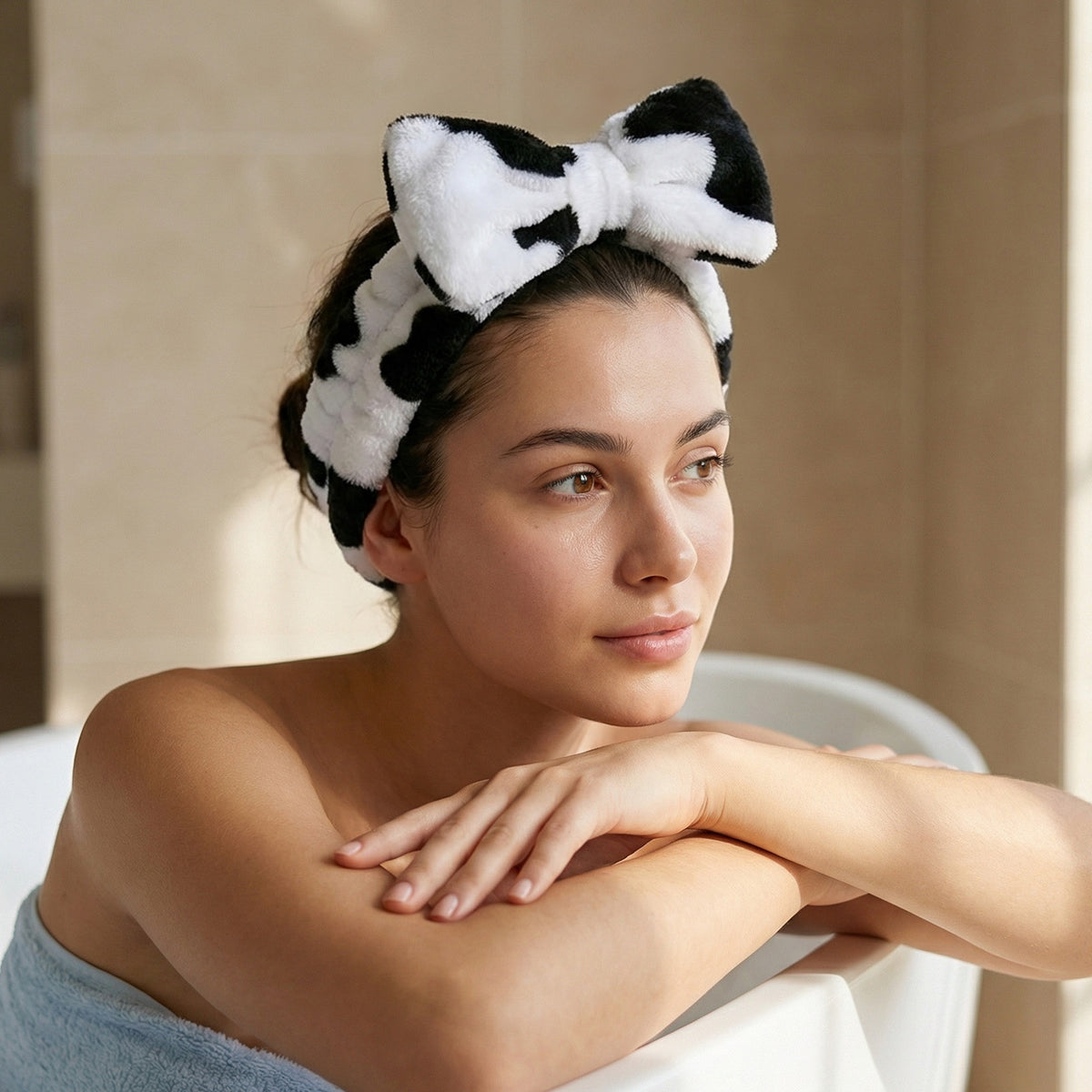 Bandeau Spa en Polaire Milky Imprimé Vache
