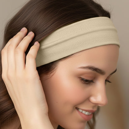 Bandeau élastique doux pour le sport et le yoga Beige Sable