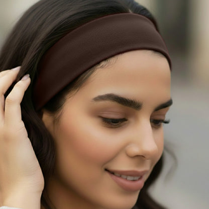 Bandeau élastique doux pour le sport et le yoga Marron Foncé