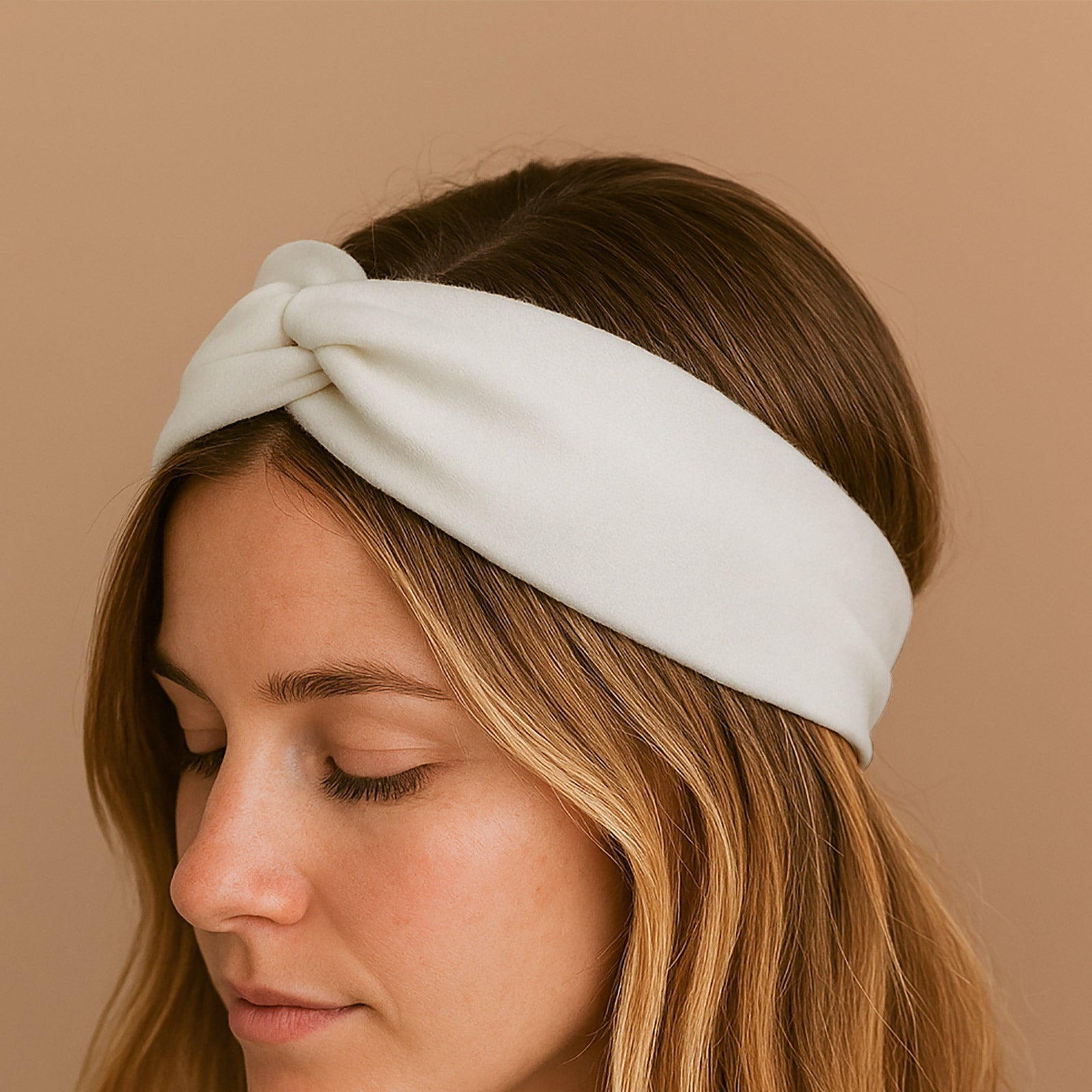 Bandeau Croisé en Jersey Soyeux Beige