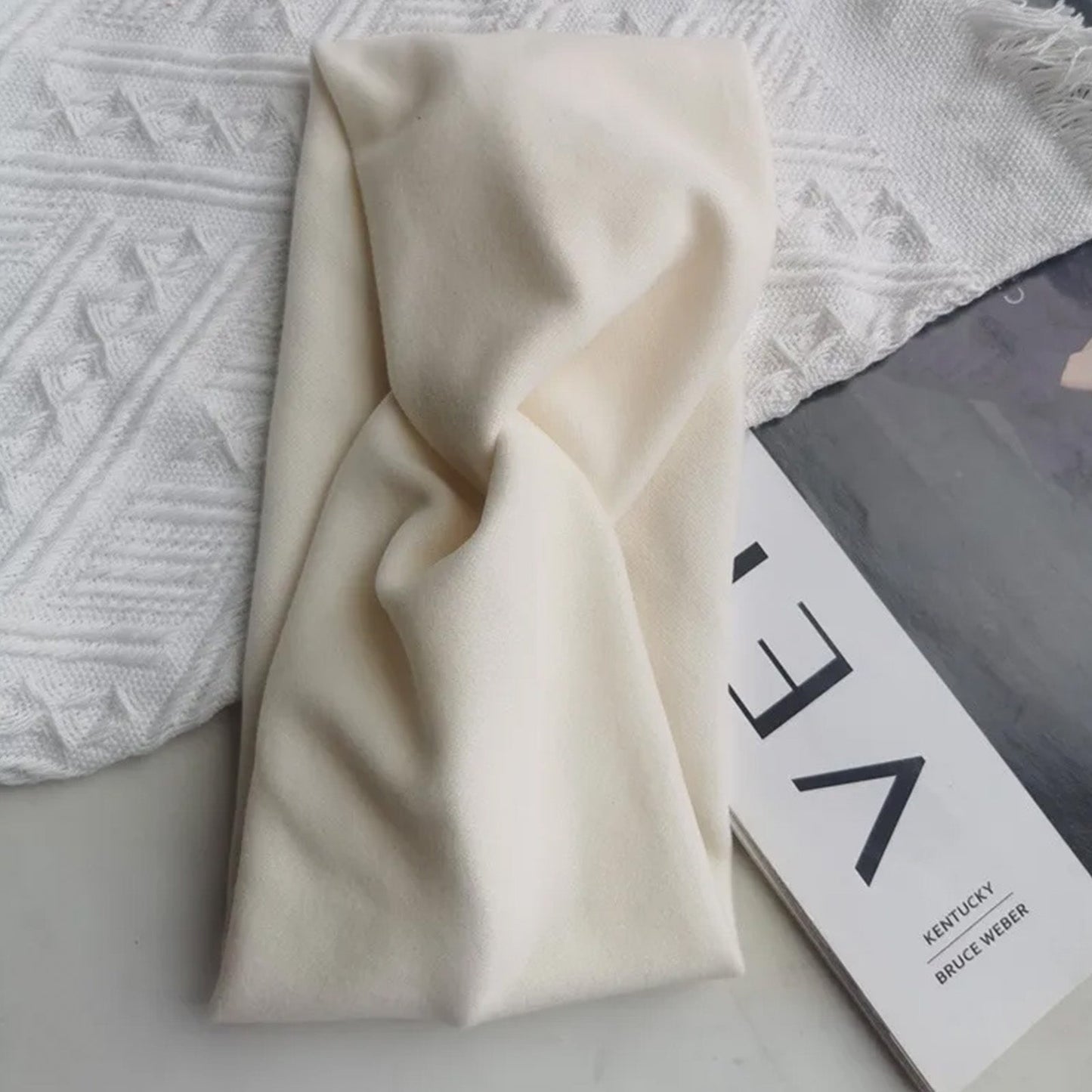 Bandeau Croisé en Jersey Soyeux Beige - Collection Margie