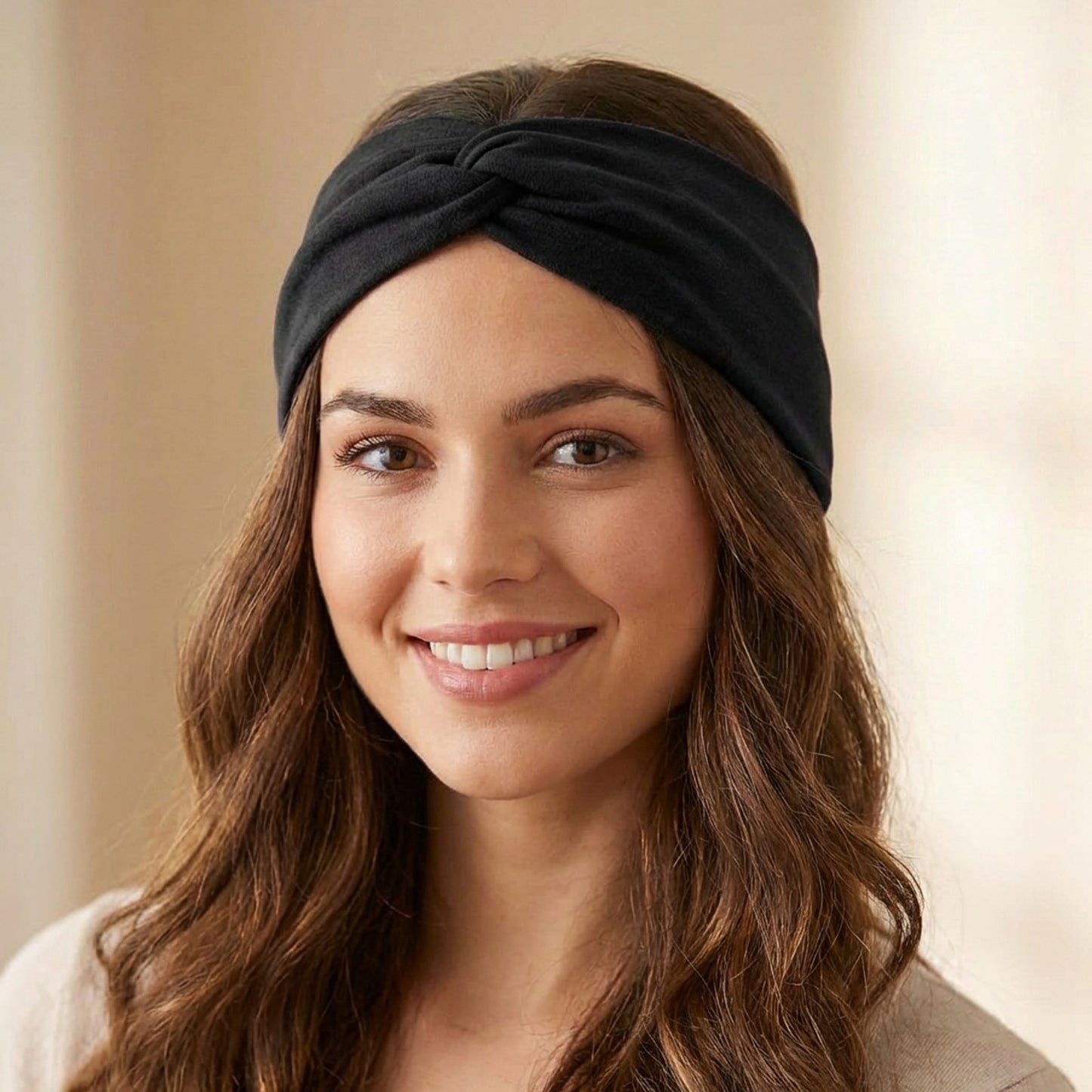Bandeau Croisé en Jersey Soyeux Margie Noir