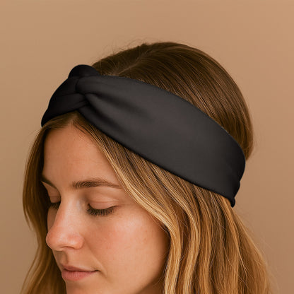 Bandeau Croisé en Jersey Soyeux Noir