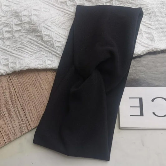 Bandeau Croisé en Jersey Soyeux Noir - Collection Margie
