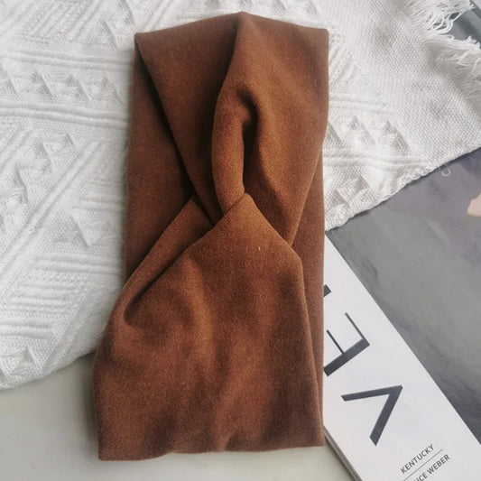 Bandeau Croisé en Jersey Soyeux Marron - Collection Margie