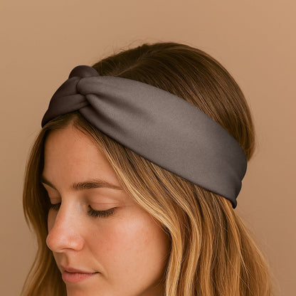 Bandeau Croisé en Jersey Soyeux Gris