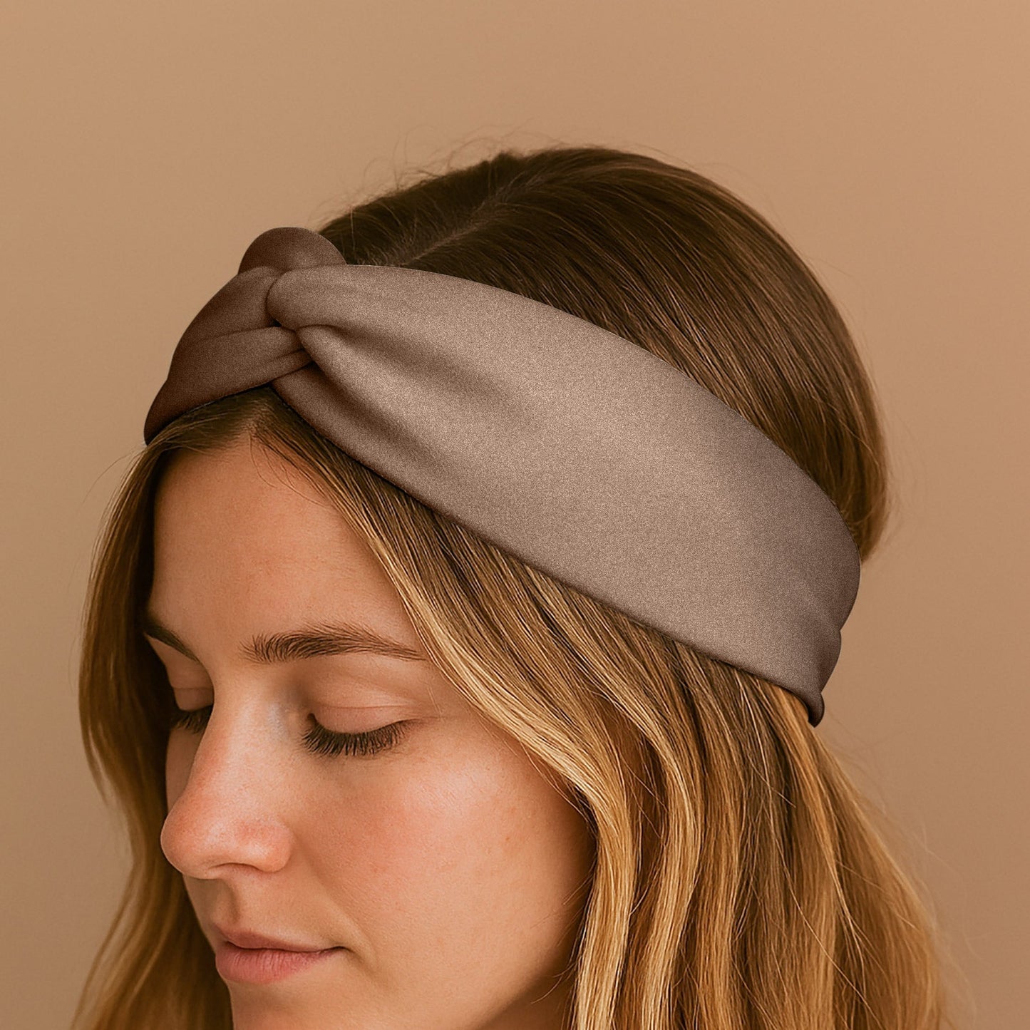 Bandeau Croisé en Jersey Soyeux Kaki