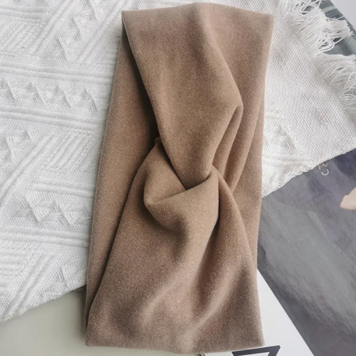 Bandeau Croisé en Jersey Soyeux Kaki - Collection Margie