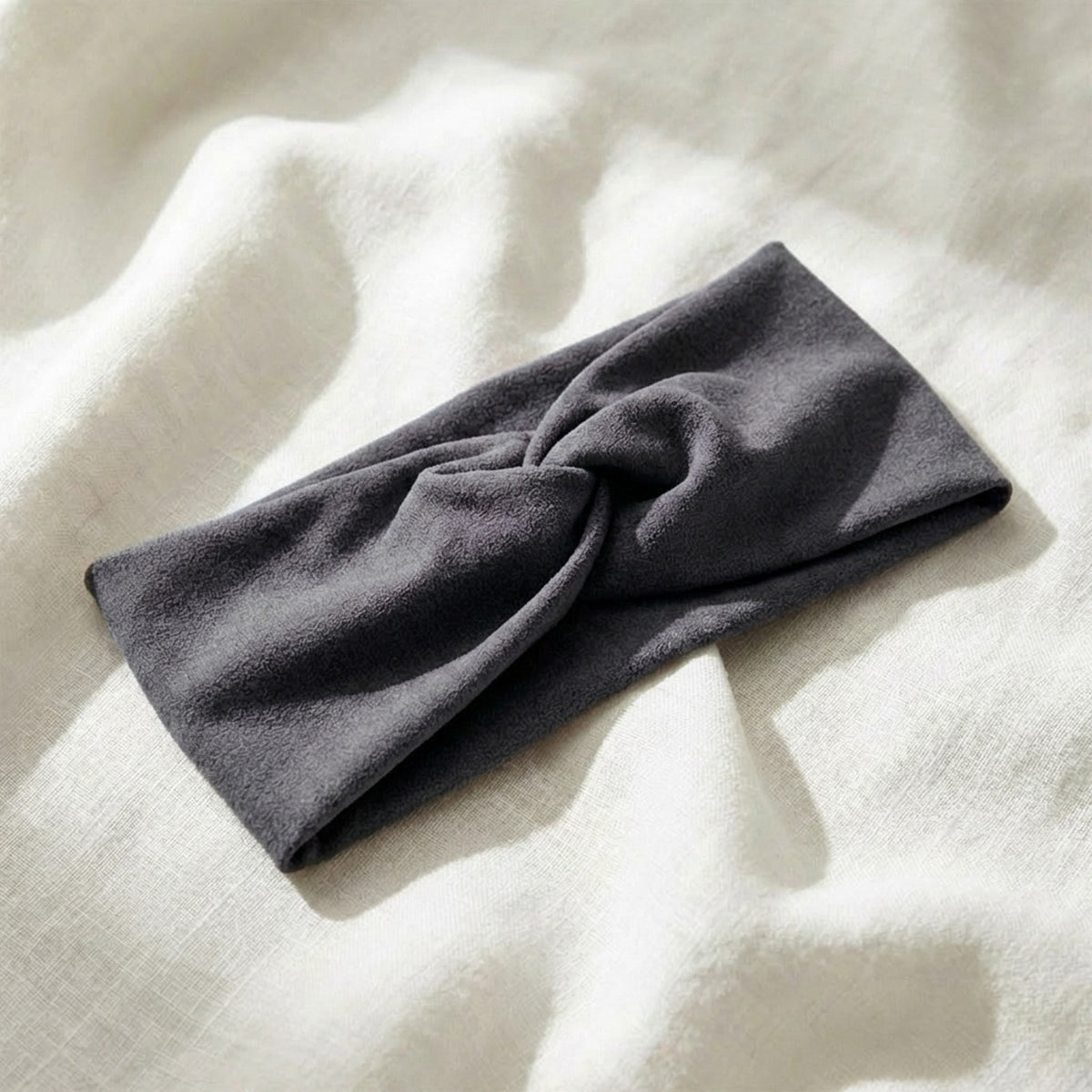 Bandeau Croisé en Jersey Soyeux Margie Gris Foncé
