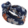 Bandeau Style Turban Fleuri Lilac Bleu Marine