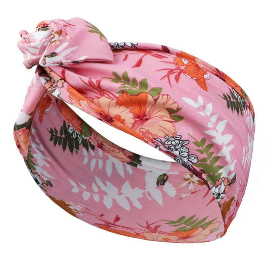 Bandeau Style Turban Fleuri Lilac Rose Poudré