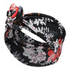 Bandeau Style Turban Fleuri Lilac Noir et Blanc
