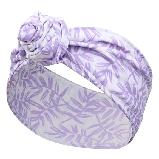Bandeau Style Turban Adelia Imprimé Feuillages Violet