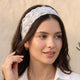 Bandeau Large Blanc Voile de Fleurs Dentelle Festonnée