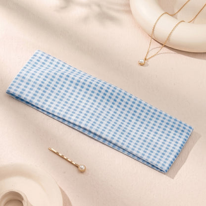 Bandeau Large Tendre Brise Vichy Bleu Ciel