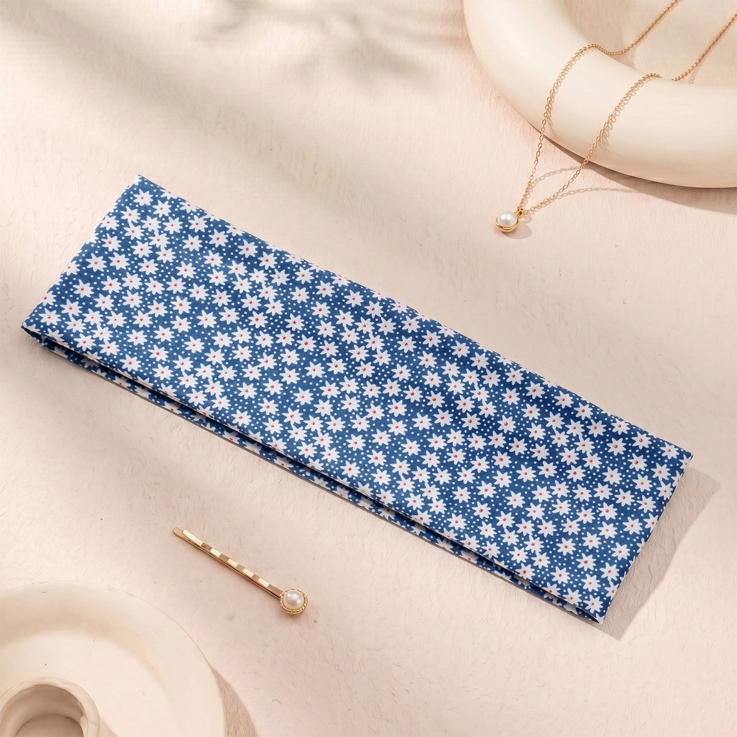 Bandeau Large Douce Marguerite Bleu