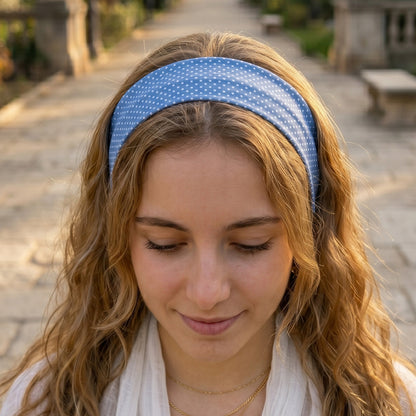 Bandeau Large Bleu Ciel de Douceur à Pois