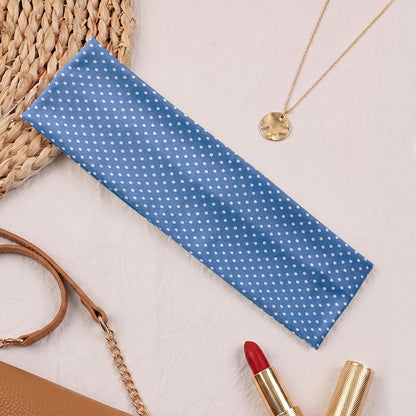 Bandeau Large Bleu Héloïse à Mini Pois Blancs