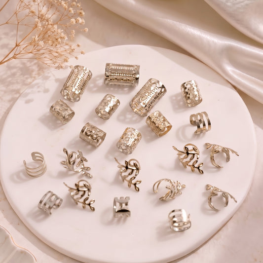 Lot de 40 Bijoux de Cheveux Athéna Argentés Motif Feuille