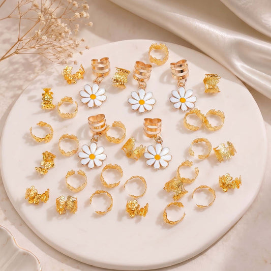 Lot de 45 Bijoux de Tresses Marguerites Bohèmes
