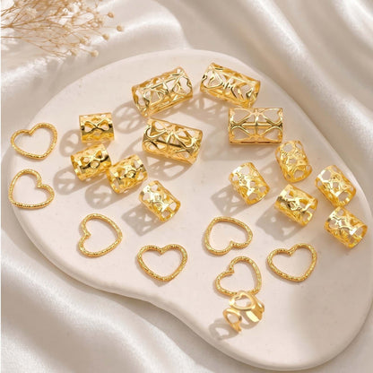 Lot de 40 Bijoux de Tresses Anneaux Capillaires Roseraie Dorée