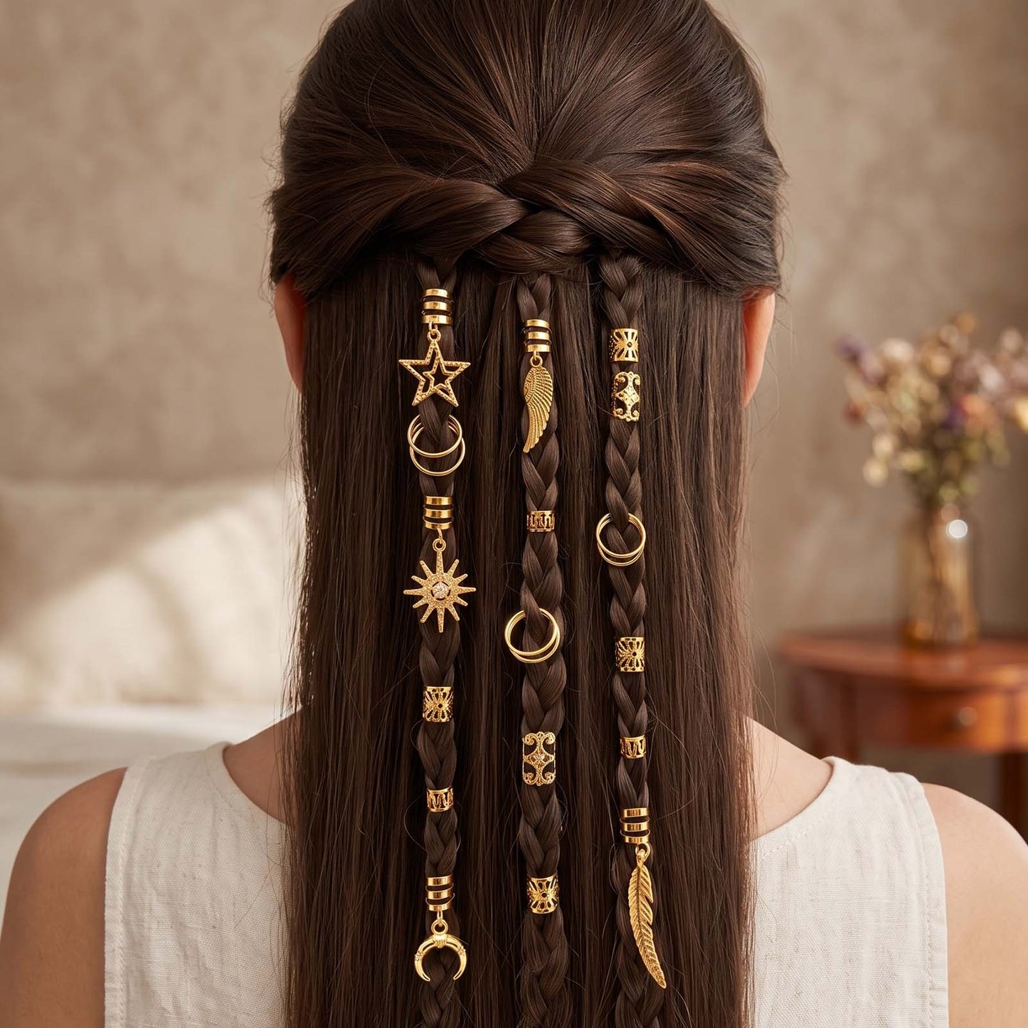 Lot de 45 Bijoux Capillaires Dorés Astre & Soleil