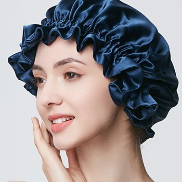 Bonnet de Nuit en Soie Bleu - Céline