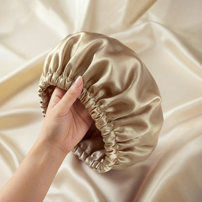 Bonnet de Nuit en Satin Ajustable Champagne avec Doublure