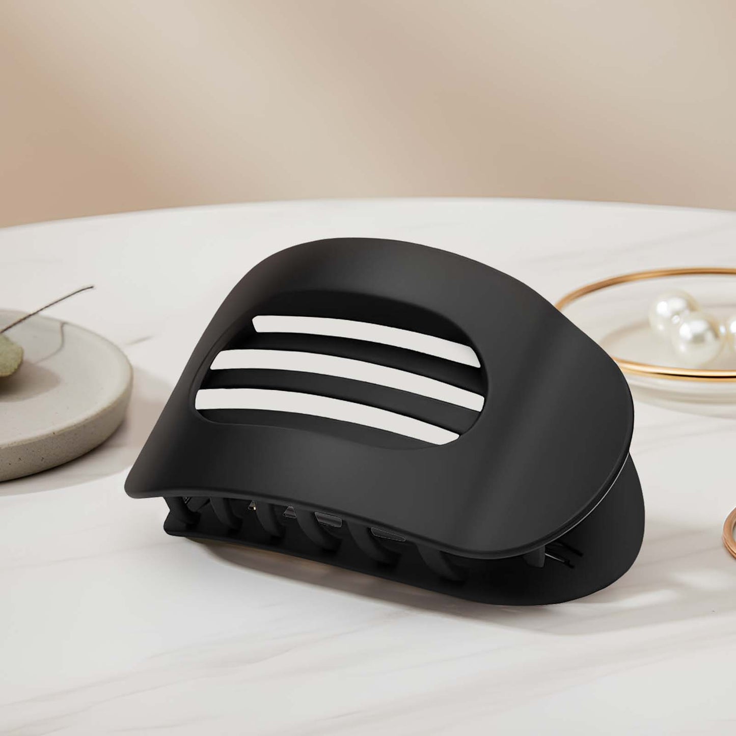 Pince Cheveux Plate Forme Galet Noire