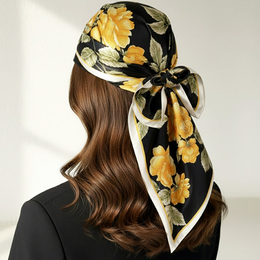 Foulard carré toucher soie Rudbeckia - 90 x 90 cm