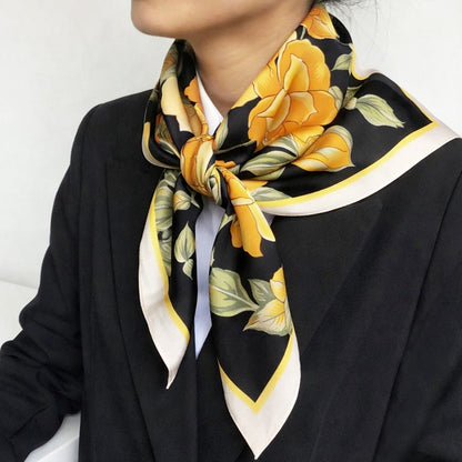 Foulard carré toucher soie Rudbeckia - 90 x 90 cm