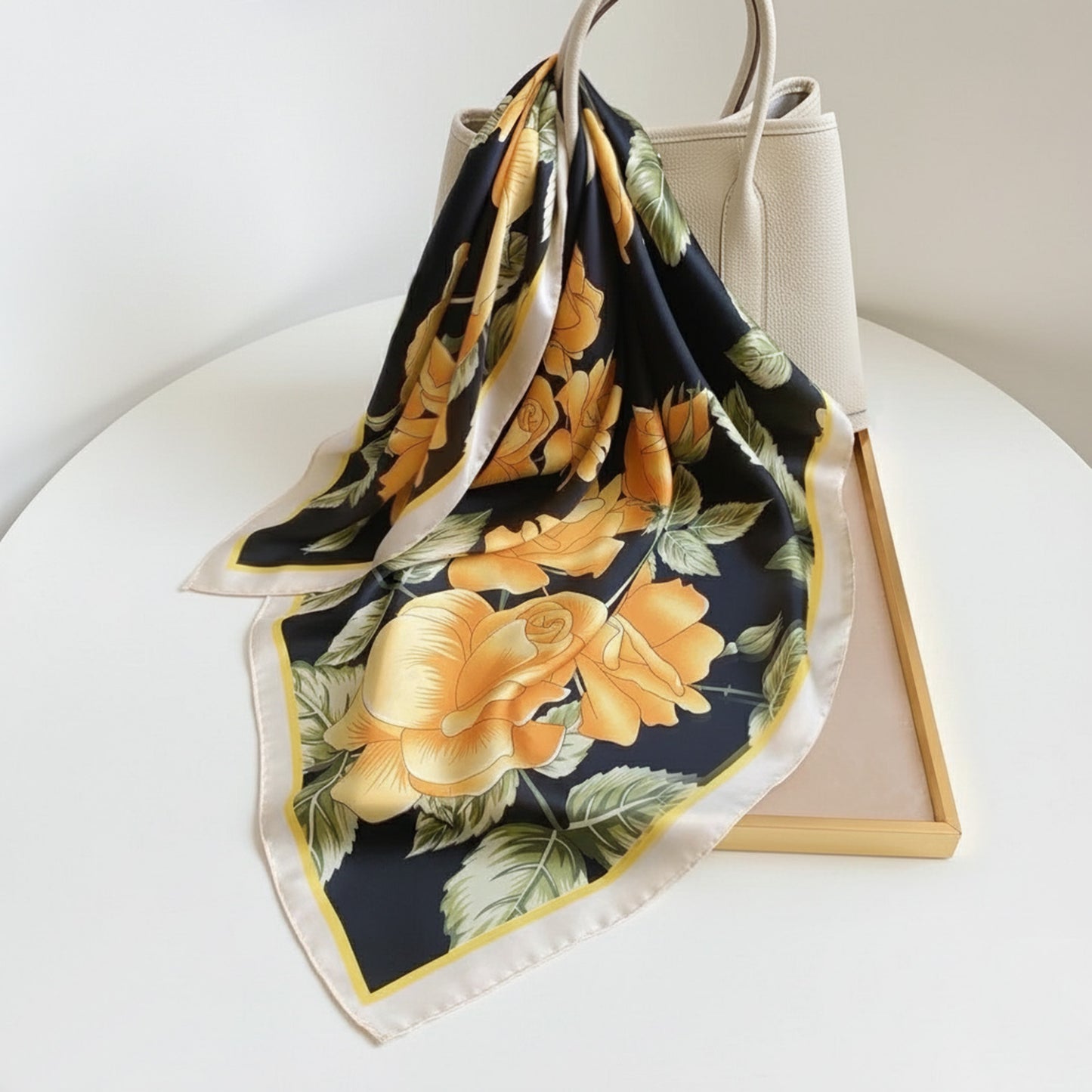 Foulard carré toucher soie Rudbeckia - 90 x 90 cm