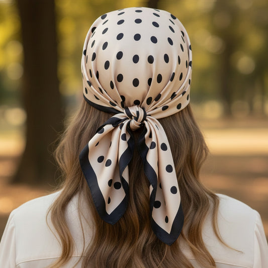 Foulard carré toucher soie Pois Couture - 70 x 70 cm