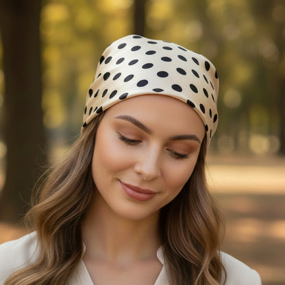 Foulard carré toucher soie Pois Couture - 70 x 70 cm